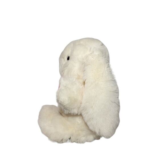Vtg Main Joy White Easter Bunny Rabbit Plush Stuffed Animal Pink Bow Lop Ear 18" - Picture 6 of 9